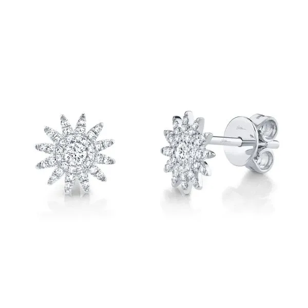 14K White Gold Diamond Starburst Earrings Koerbers Fine Jewelry Inc New Albany, IN