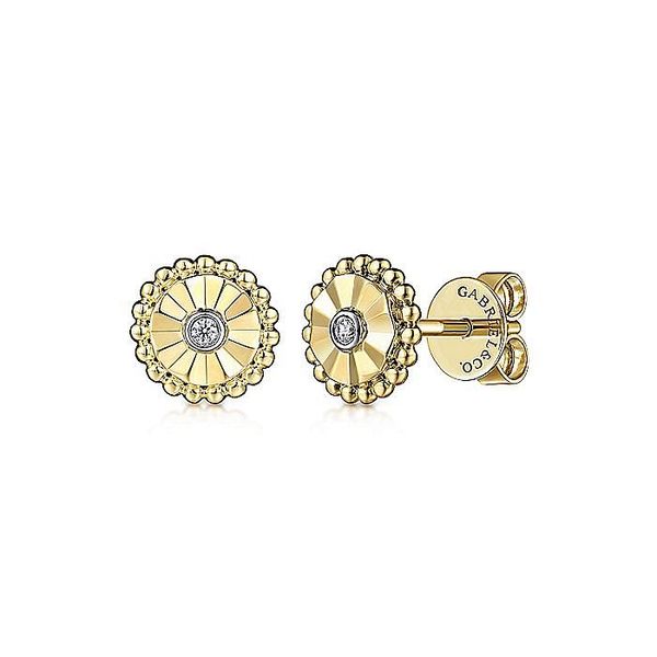 14K White and Yellow Gold Diamond Stud Earrings Koerbers Fine Jewelry Inc New Albany, IN