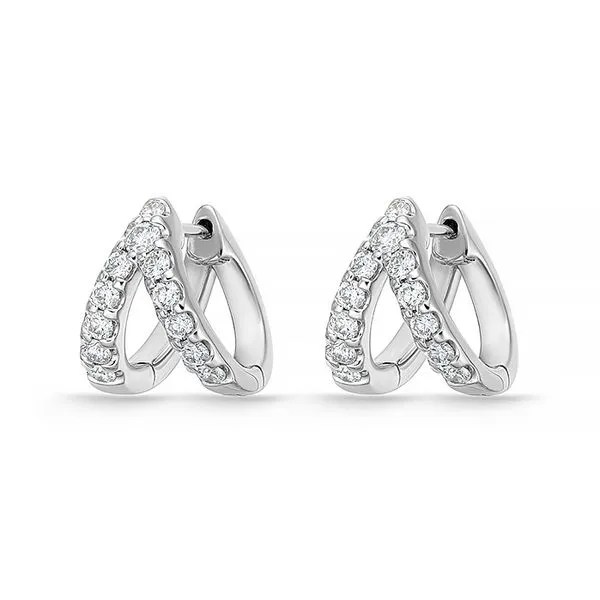 18K White Gold Diamond Odessa V Huggie Earrings Image 2 Koerbers Fine Jewelry Inc New Albany, IN
