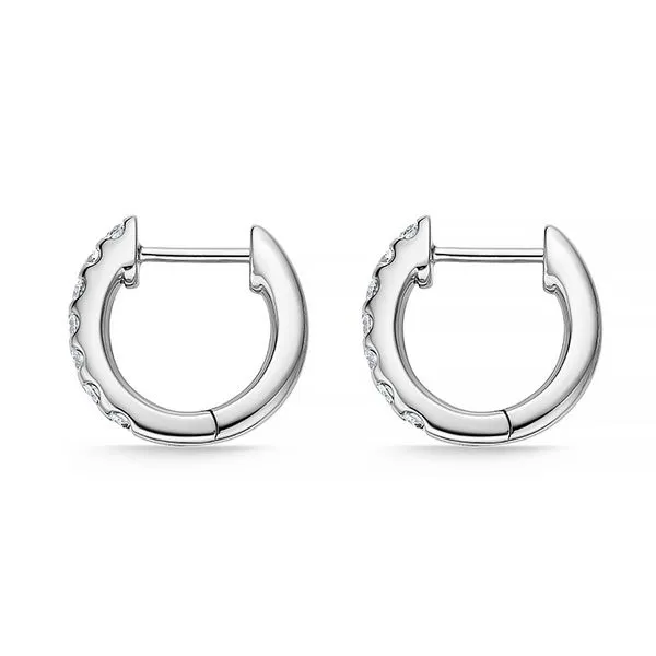 18K White Gold Diamond Odessa V Huggie Earrings Image 3 Koerbers Fine Jewelry Inc New Albany, IN