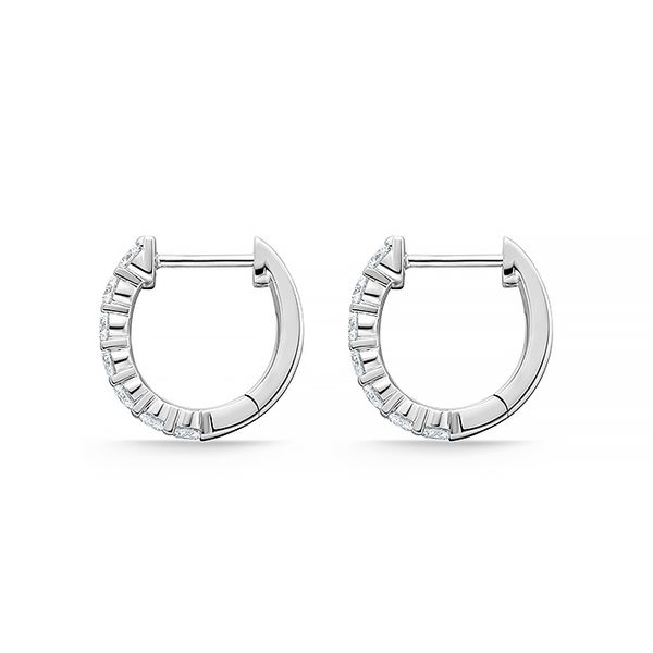 18K White Gold Double Row Huggie Diamond Earrings Image 3 Koerbers Fine Jewelry Inc New Albany, IN