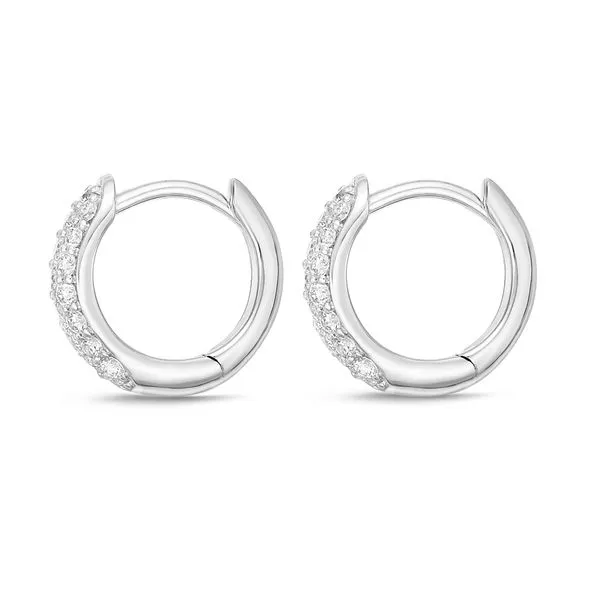 18K White Gold Pave Huggie Earrings Image 3 Koerbers Fine Jewelry Inc New Albany, IN