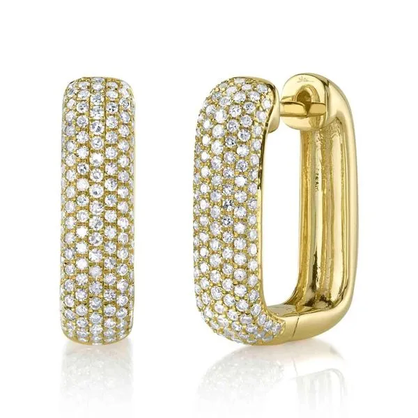 14K Yellow Gold Diamond Pave Rectangle Hoop Earrings Koerbers Fine Jewelry Inc New Albany, IN