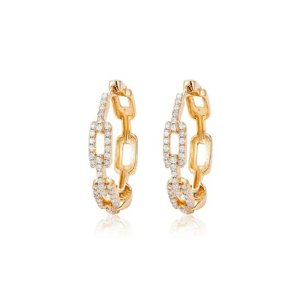 14K Yellow Gold Diamond Hoop Earrings Koerbers Fine Jewelry Inc New Albany, IN
