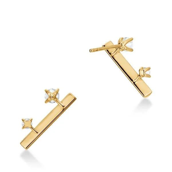 18 Yellow Gold Barre Floating Diamond Climber Earrings Image 3 Koerbers Fine Jewelry Inc New Albany, IN