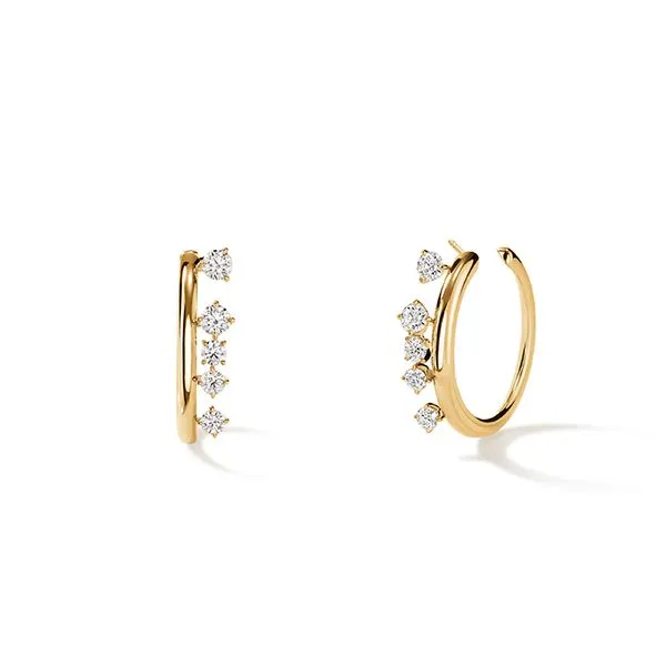 18K Yellow Gold Barre Floating Diamond Small Hoops Koerbers Fine Jewelry Inc New Albany, IN