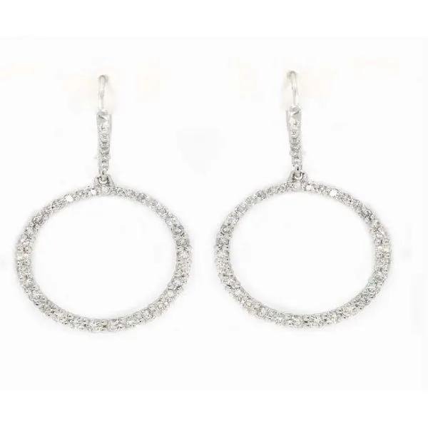 14K White Gold Diamond Drop Hoop Earrings Koerbers Fine Jewelry Inc New Albany, IN