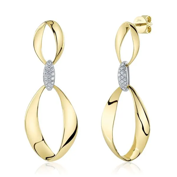 14K 2-Tone White and Yellow Gold Diamond Mobius Earrings Koerbers Fine Jewelry Inc New Albany, IN