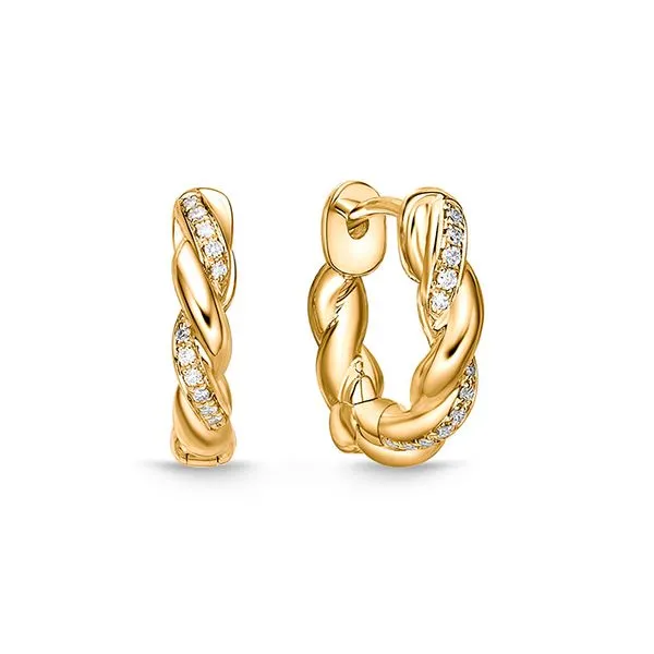 18K Yellow Gold Vine Twisted Pave Huggies Koerbers Fine Jewelry Inc New Albany, IN