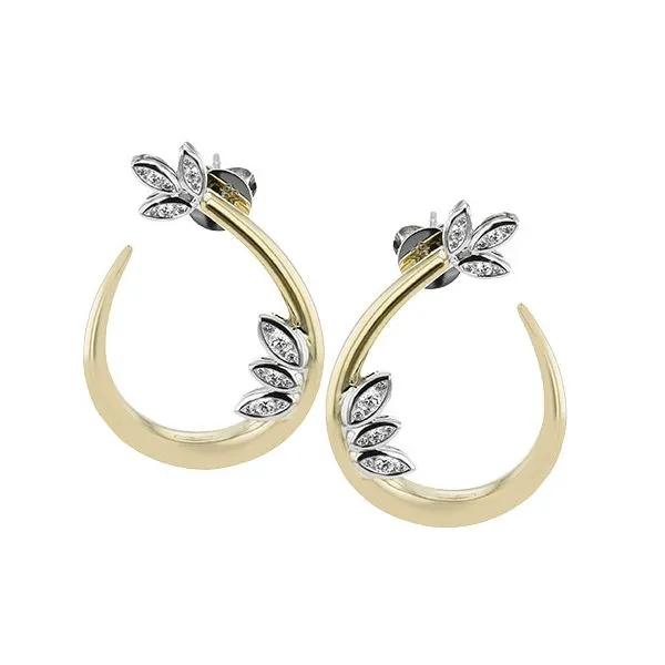 18K 2-Tone White and Yellow Gold Diamond Hoop Earrings Koerbers Fine Jewelry Inc New Albany, IN