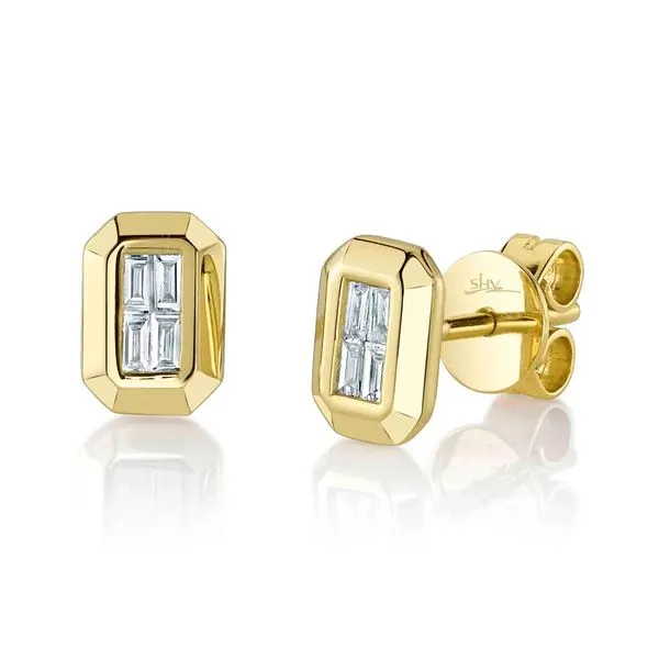 14K Yellow Gold Diamond Baguette Geo Cut Stud Earrings Koerbers Fine Jewelry Inc New Albany, IN