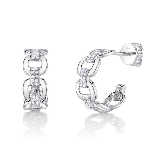 14K White Gold Diamond Link Huggie Earrings Koerbers Fine Jewelry Inc New Albany, IN