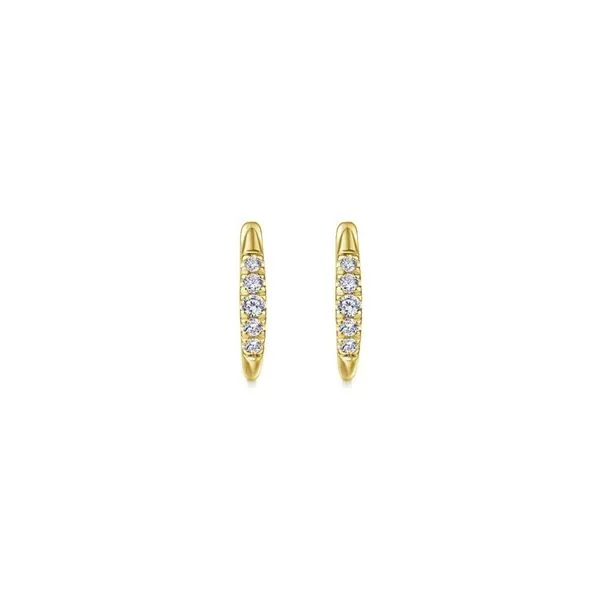 14K Yellow Gold Classic Round Diamond Huggie Earrings Image 2 Koerbers Fine Jewelry Inc New Albany, IN