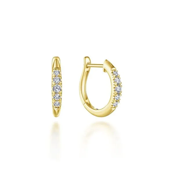 14K Yellow Gold Classic Round Diamond Huggie Earrings Koerbers Fine Jewelry Inc New Albany, IN