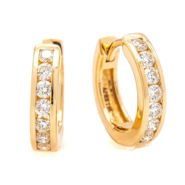 14K Yellow Gold Diamond Huggie Hoop Earrings similar item image