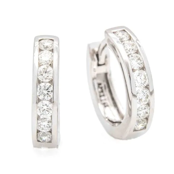 14K White Gold Diamond Huggie Hoop Earrings Koerbers Fine Jewelry Inc New Albany, IN