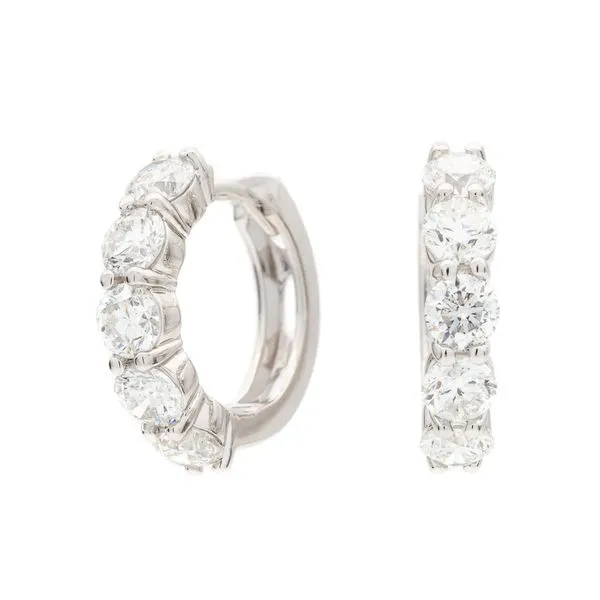 14K White Gold 5-Stone Huggie Hoop Earrings Koerbers Fine Jewelry Inc New Albany, IN