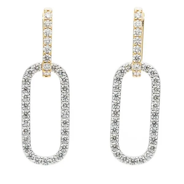 18K 2-Tone White and Yellow Gold Diamond Dangle Earrings Koerbers Fine Jewelry Inc New Albany, IN