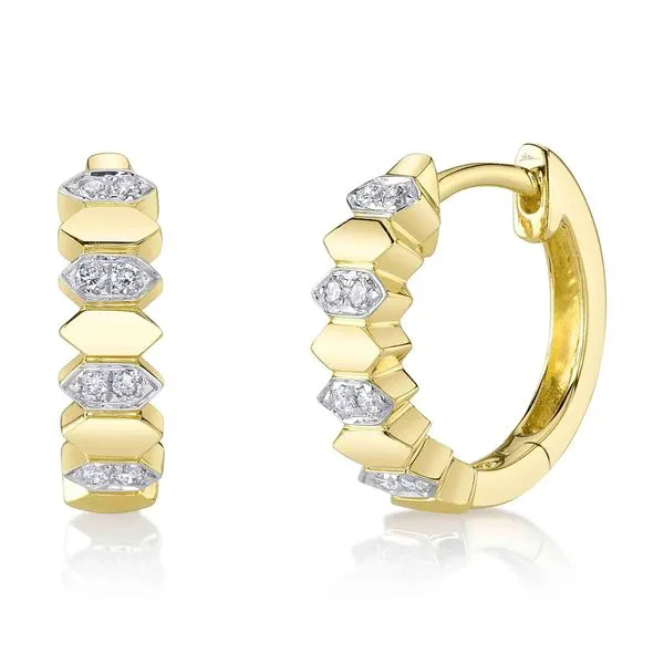 14K Yellow Gold Diamond Hexagon Huggie Earrings Koerbers Fine Jewelry Inc New Albany, IN