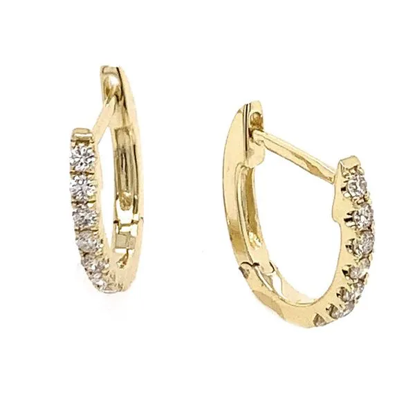14K Yellow Gold Small Hoop Diamond Earrings Koerbers Fine Jewelry Inc New Albany, IN