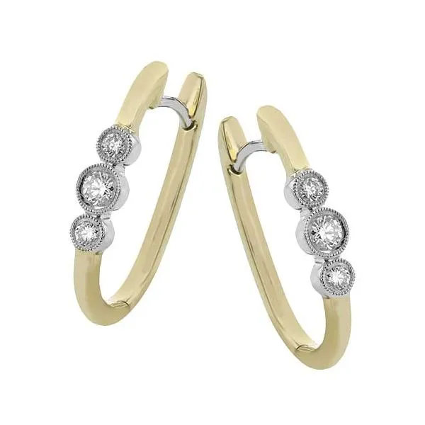 18K 2-Tone White and Yellow Gold Diamond Earrings Koerbers Fine Jewelry Inc New Albany, IN