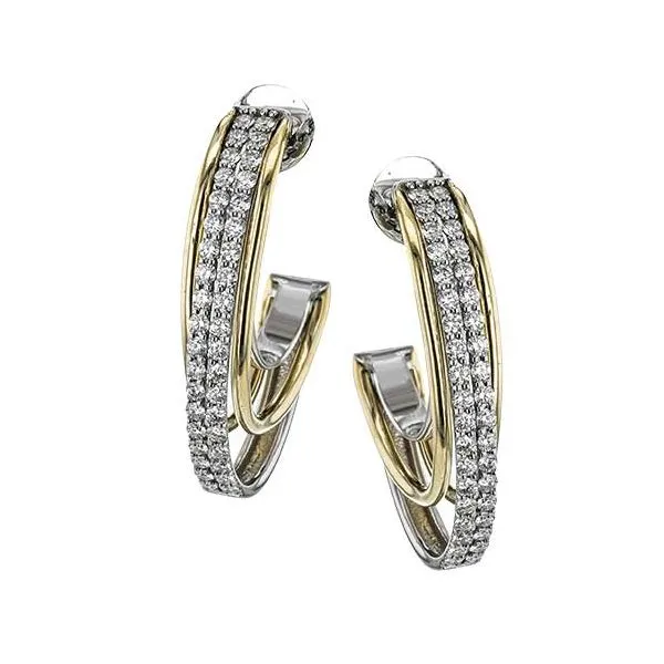 18K 2-Tone White and Yellow Gold Diamond Earrings Koerbers Fine Jewelry Inc New Albany, IN