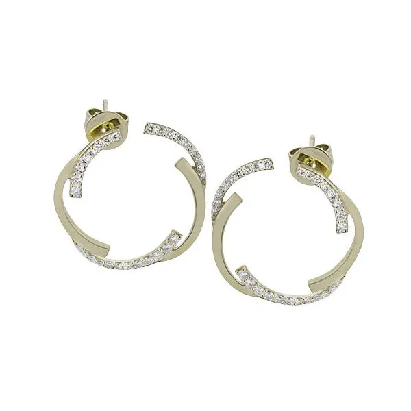 14K Yellow Gold Diamond Medium Hoop Earrings Koerbers Fine Jewelry Inc New Albany, IN