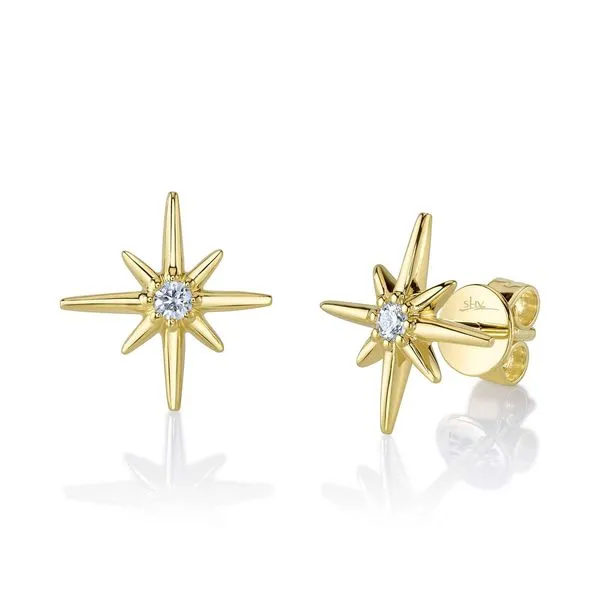 14K Yellow Gold Diamond North Star Stud Earrings Koerbers Fine Jewelry Inc New Albany, IN