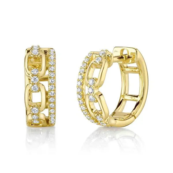 14K Yellow Gold Diamond Link Huggie Earrings Koerbers Fine Jewelry Inc New Albany, IN