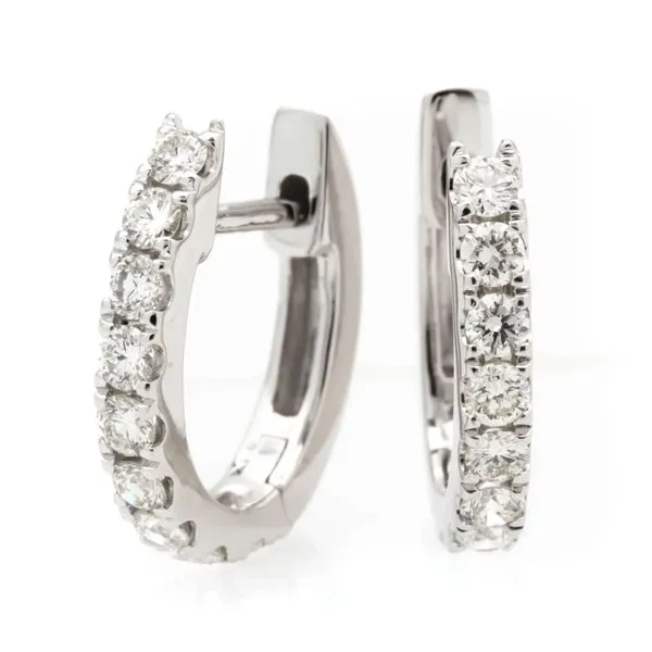14K White Gold Diamond Huggie Hoop Earrings Koerbers Fine Jewelry Inc New Albany, IN