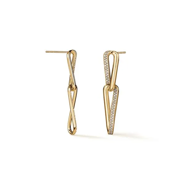 18K Yellow Gold Inside/Out Diamond Link Earrings Image 2 Koerbers Fine Jewelry Inc New Albany, IN