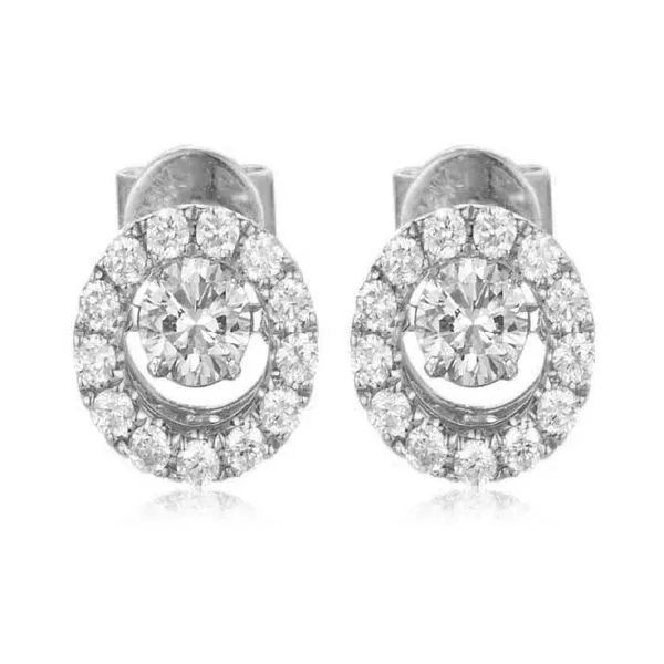 14K White Gold Diamond Dancing Diamond Halo Earrings Koerbers Fine Jewelry Inc New Albany, IN