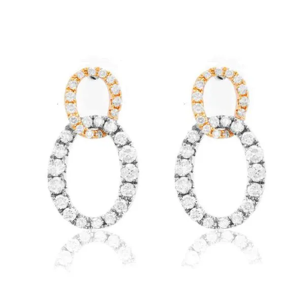 14K 2-Tone White and Yellow Gold Diamond Dangle Earrings Koerbers Fine Jewelry Inc New Albany, IN