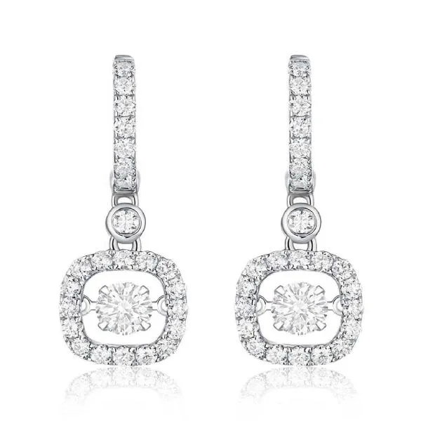 14K White Gold Diamond Dancing Diamond Halo Earrings Image 2 Koerbers Fine Jewelry Inc New Albany, IN