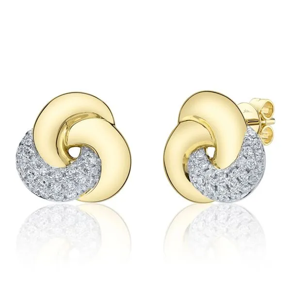 14K Yellow Gold Diamond Pave Love Knot Stud Earrings Koerbers Fine Jewelry Inc New Albany, IN