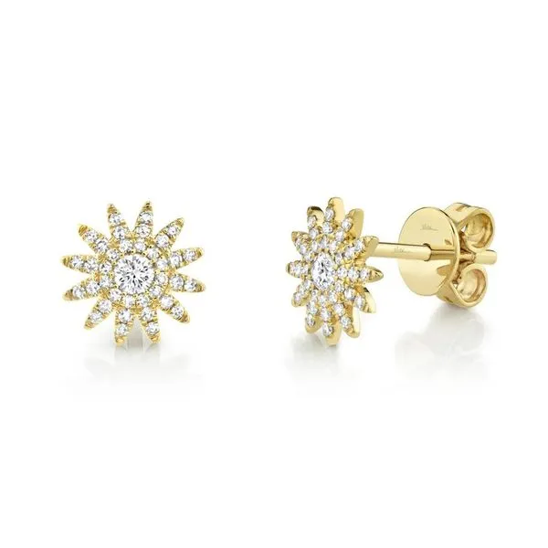 14K Yellow Gold Diamond Starburst Stud Earrings Koerbers Fine Jewelry Inc New Albany, IN