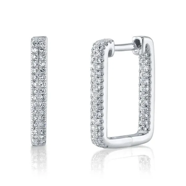 14K Yellow Gold Diamond Rectangle Hoop Earrings Koerbers Fine Jewelry Inc New Albany, IN