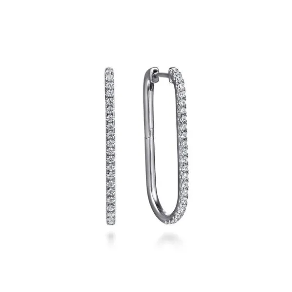 14K White Gold Diamond Classic Elongated Oval Hoop Earrings Koerbers Fine Jewelry Inc New Albany, IN
