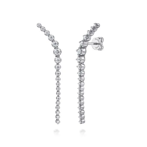 14K White Gold Diamond Graduating Ear Climber Drop Earrings Koerbers Fine Jewelry Inc New Albany, IN