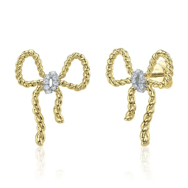 14K Yellow Gold Diamond Bow Stud Earrings Koerbers Fine Jewelry Inc New Albany, IN