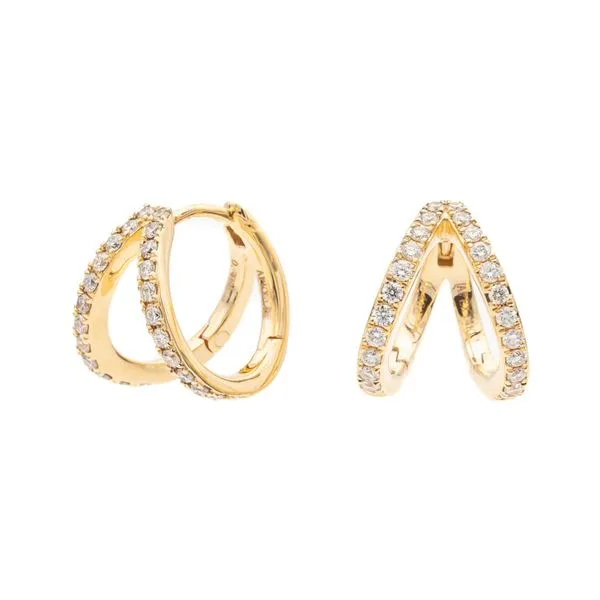 14K Yellow Gold Diamond V -Shaped Huggie Hoop Earrings Koerbers Fine Jewelry Inc New Albany, IN