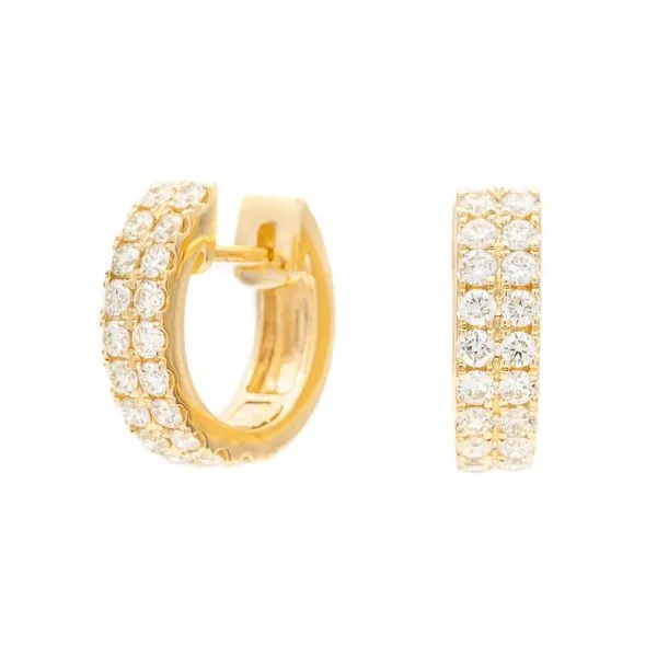 14K Yellow Gold 2 Row Diamond Huggie Hoop Earrings Koerbers Fine Jewelry Inc New Albany, IN