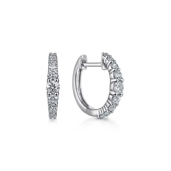 14K White Gold Classic Diamond Huggie Earrings Koerbers Fine Jewelry Inc New Albany, IN