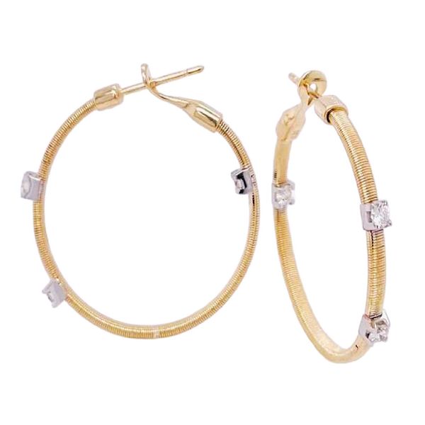 14K 2-Tone White and Yellow Gold Diamond Hoop Earrings Koerbers Fine Jewelry Inc New Albany, IN