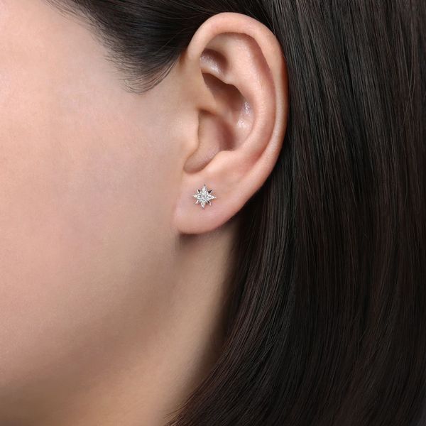 14K White Gold Diamond Stud Star Earrings Image 2 Koerbers Fine Jewelry Inc New Albany, IN