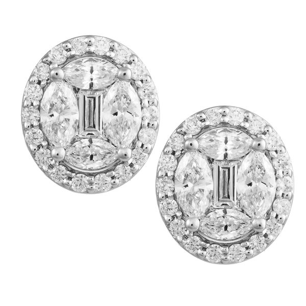 18K White Gold Diamond Halo Earrings Koerbers Fine Jewelry Inc New Albany, IN