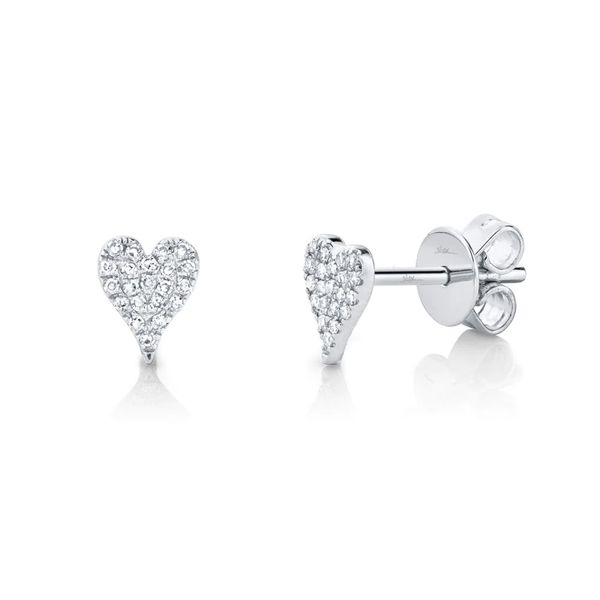 14K White Gold Diamond Pave Heart Stud Earrings Koerbers Fine Jewelry Inc New Albany, IN