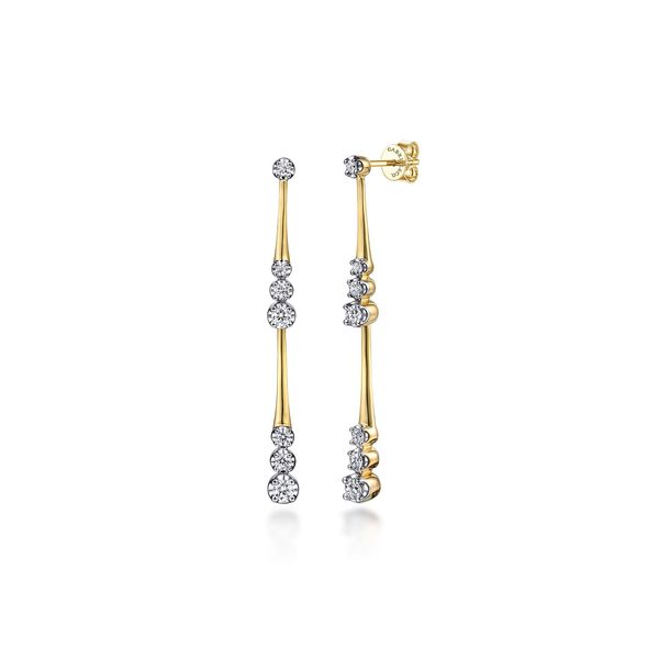 14K Yellow Gold Linear Graduated Diamond Station Drop Earrings Koerbers Fine Jewelry Inc New Albany, IN