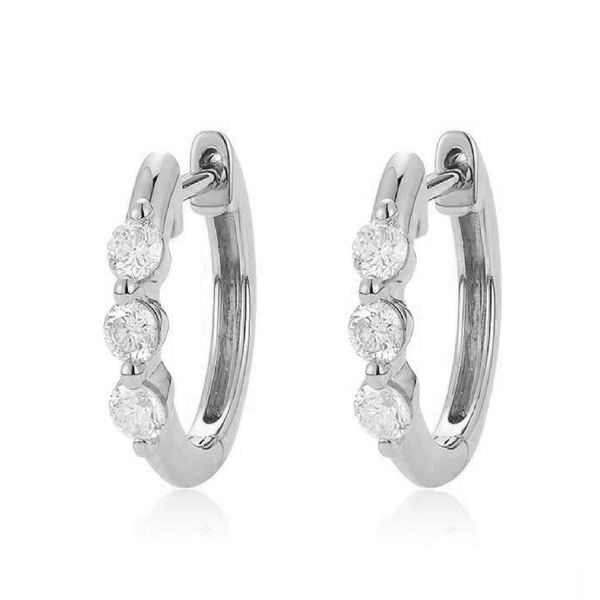 14K White Gold Diamond Small Hoop Earrings Koerbers Fine Jewelry Inc New Albany, IN