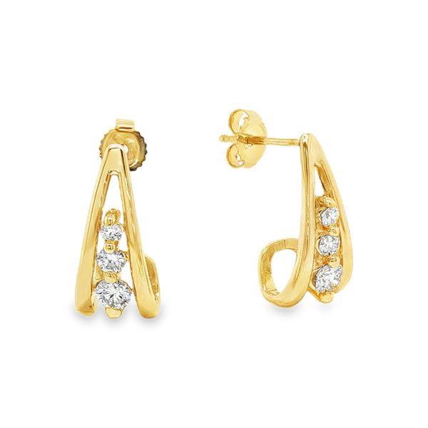 14K Yellow Gold Diamond J Hoop Earrings Koerbers Fine Jewelry Inc New Albany, IN